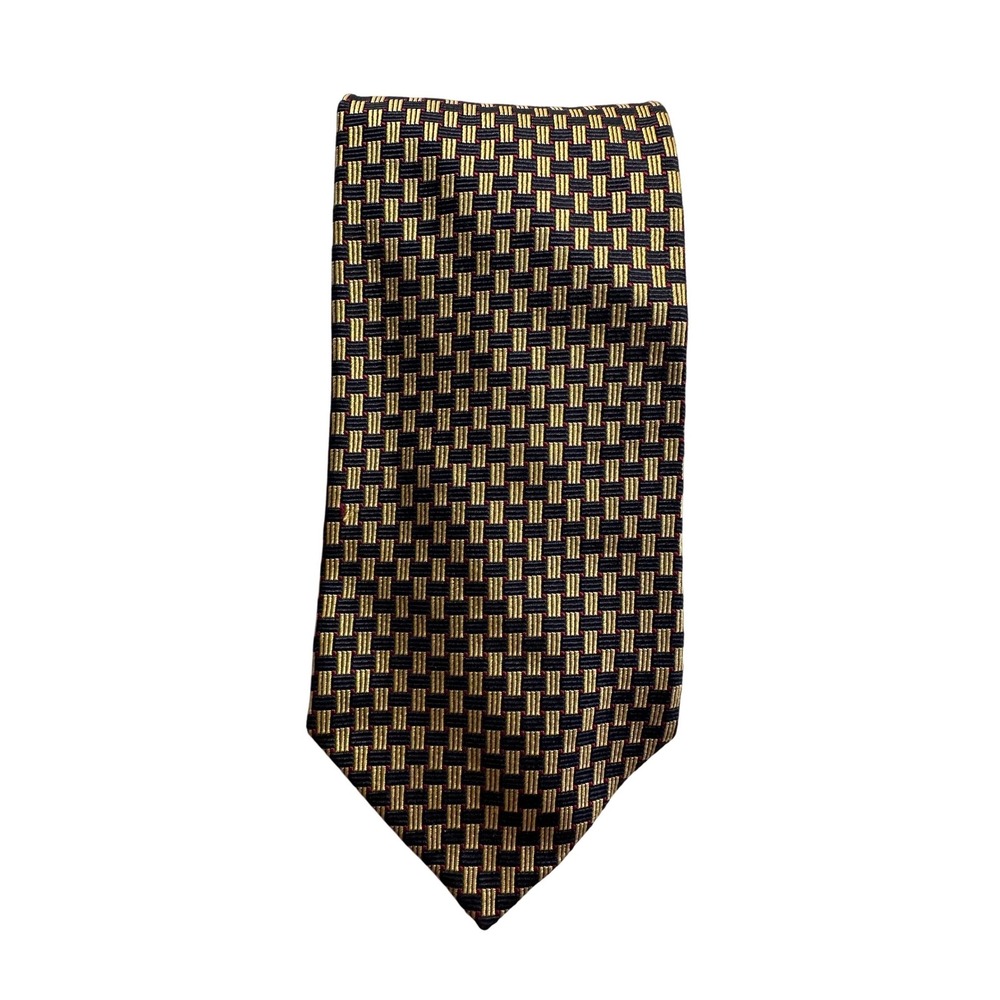 Brooks Brothers‎ Makers Silk Necktie Navy Blue Red Gold Basketweave Made in USA